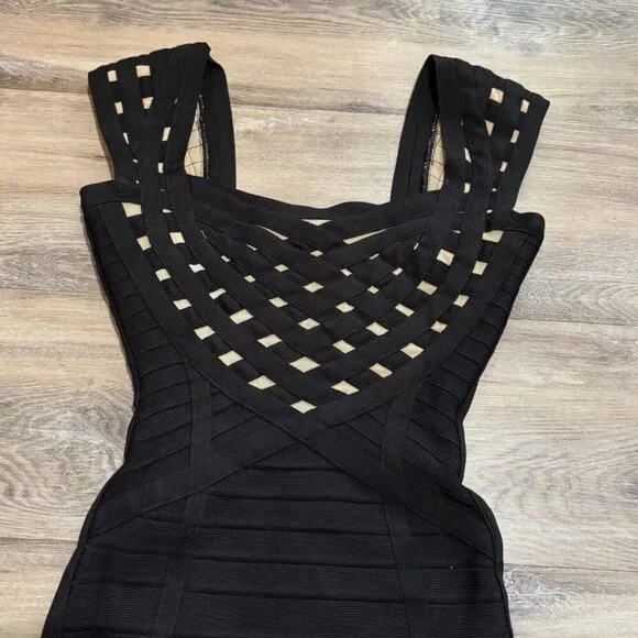 Herve Leger Bodycon Black Dress XXS - Picture 2 of 5